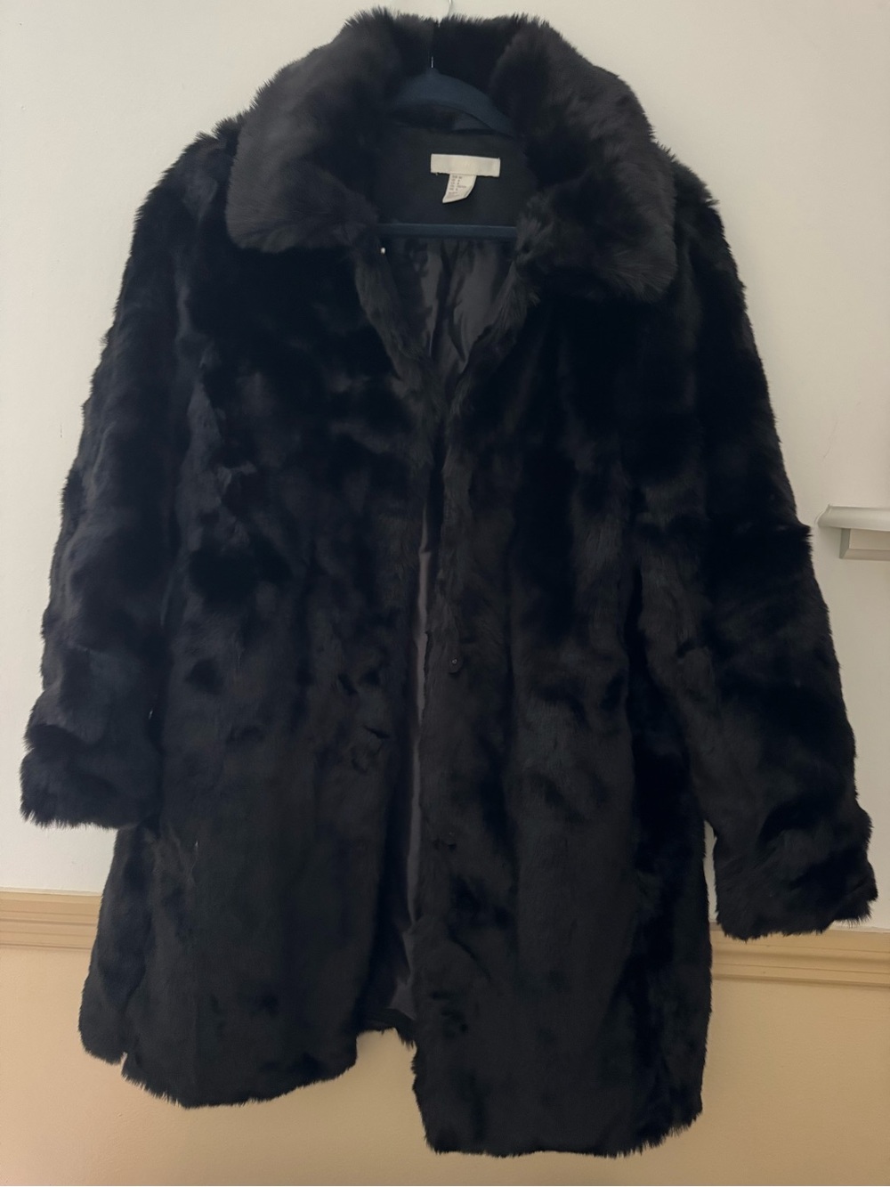 H&M Black Faux Fur Pea Coat